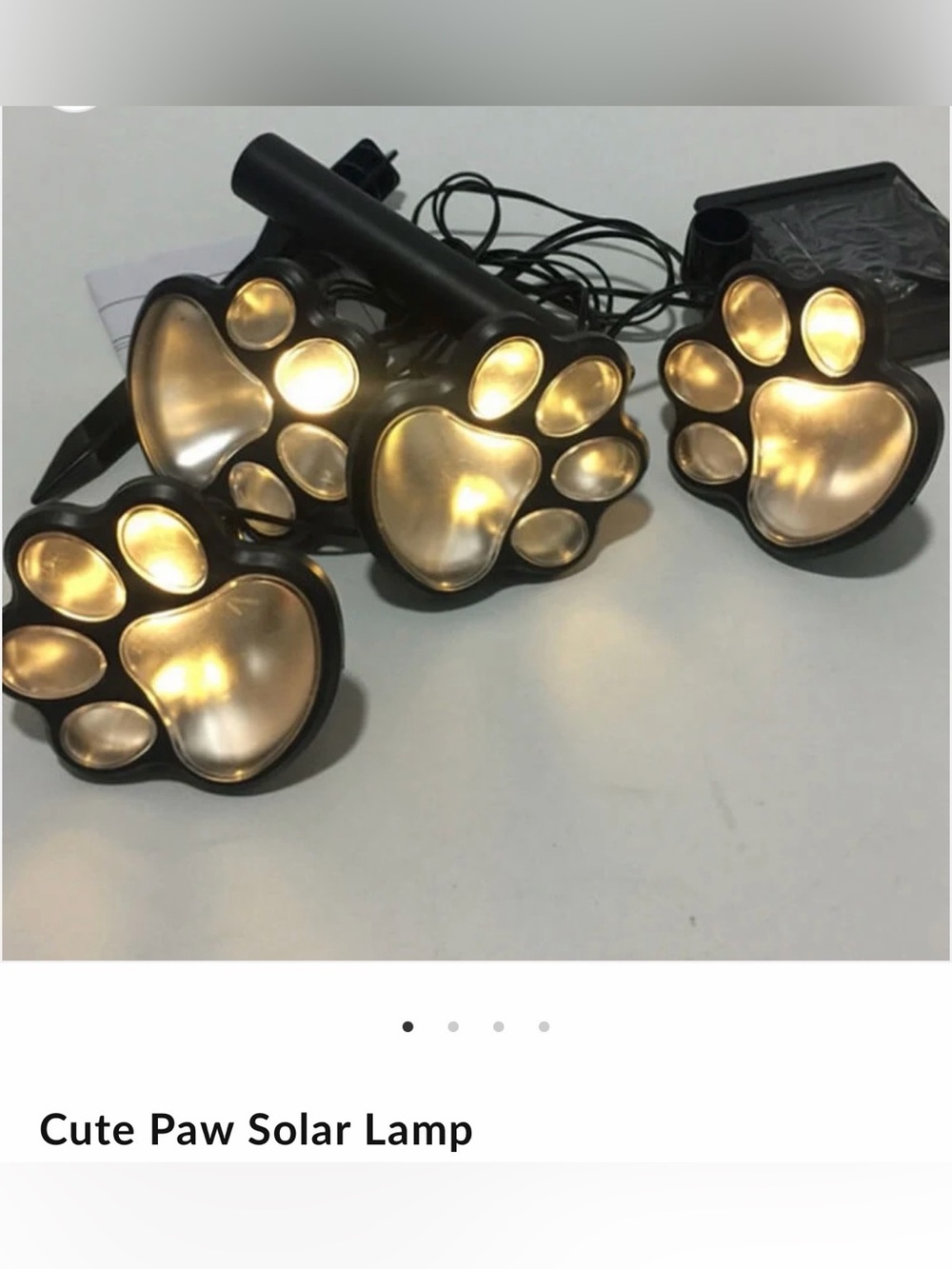 Solar Paw-Shaped Outdoor Accent Lights - Black